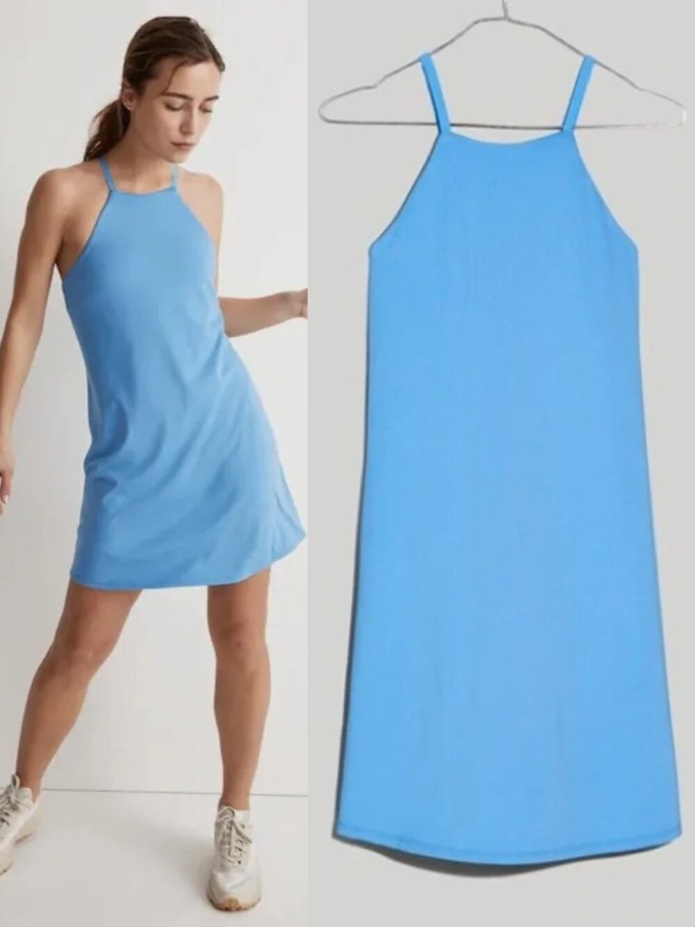 NEW Madewell MWL Women's XS Flex 2.0 Fitness Dress in Oasis Blue $88 Tennis NWT - Picture 3 of 16